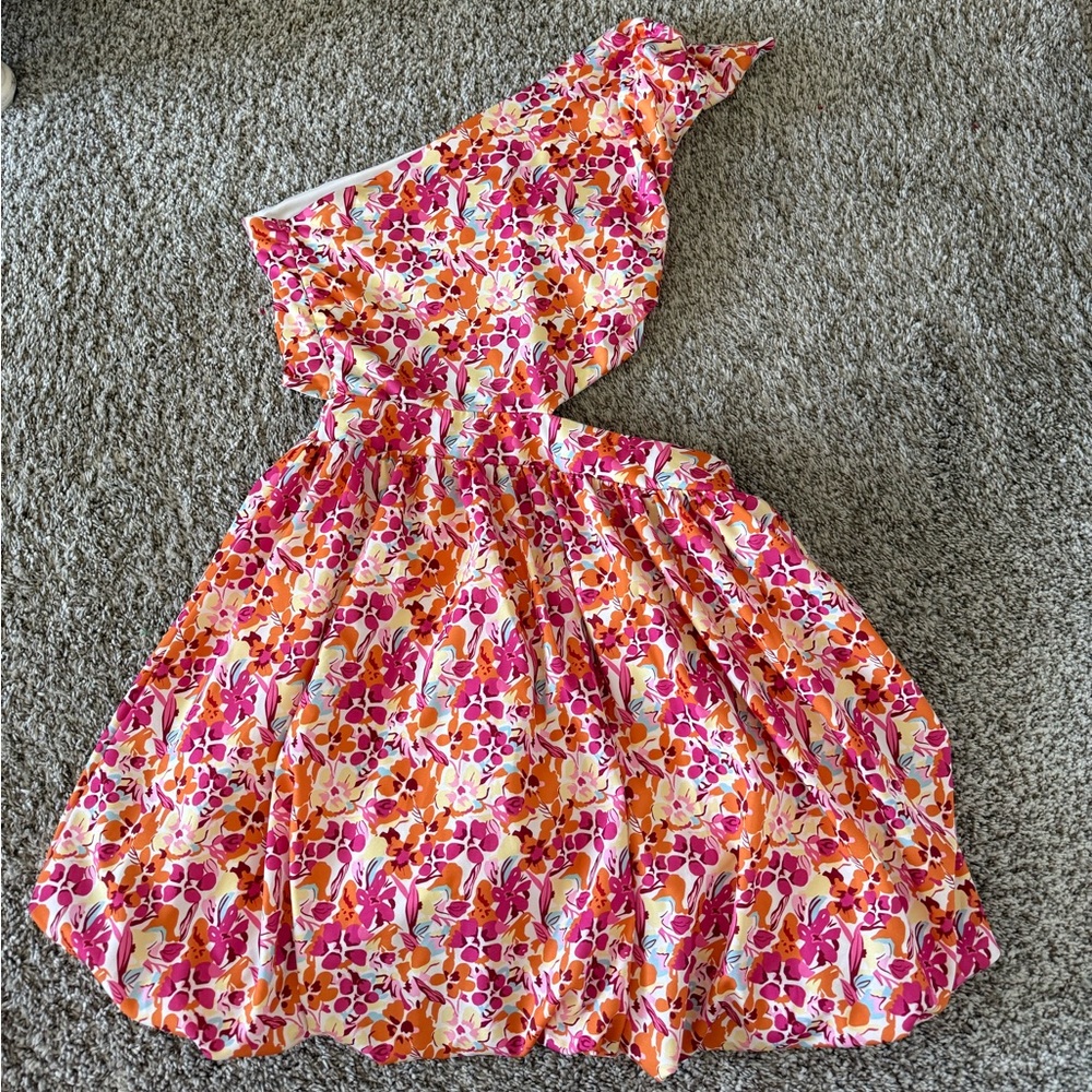 SHEIN Vibrant Floral One-Shoulder Dress